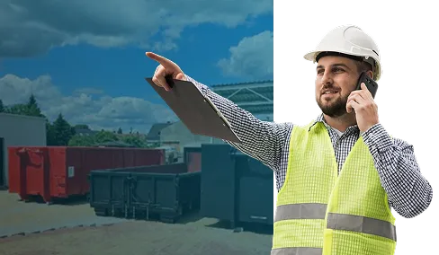 pan wskazujący na kontenenr hakowy